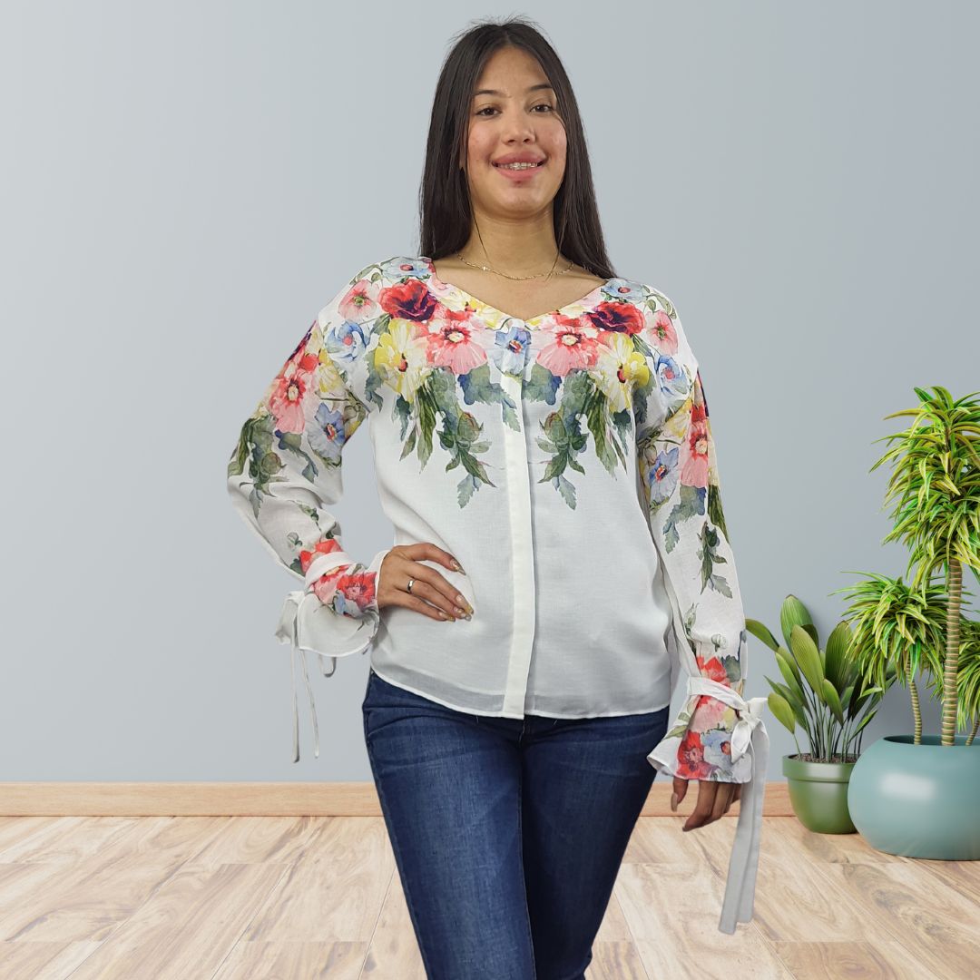 Blusa Vero Moda Blanco Style FOMELO L/S SHIRT(VMC-NN)