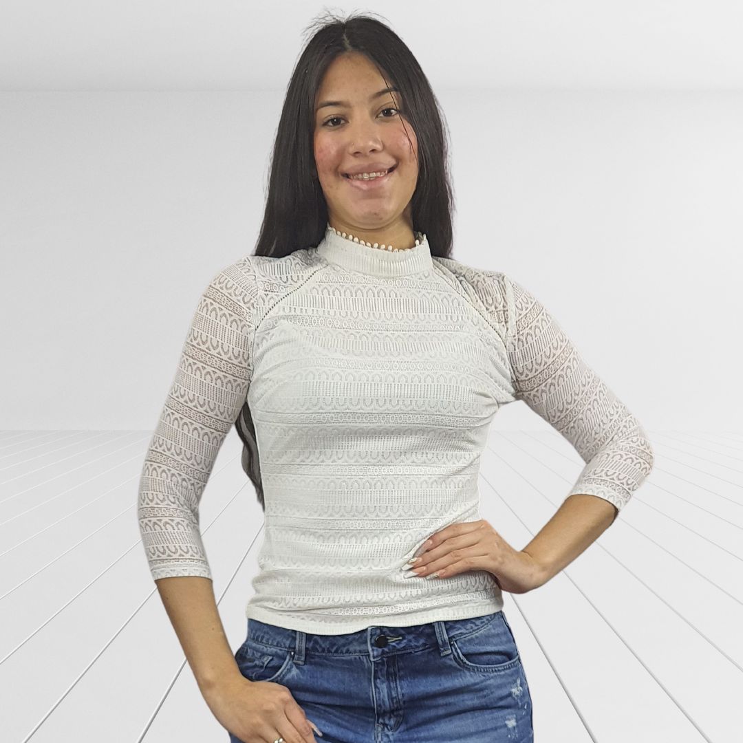 Blusa Vero Moda Blanco Style LION 3/4 TOP(EL)