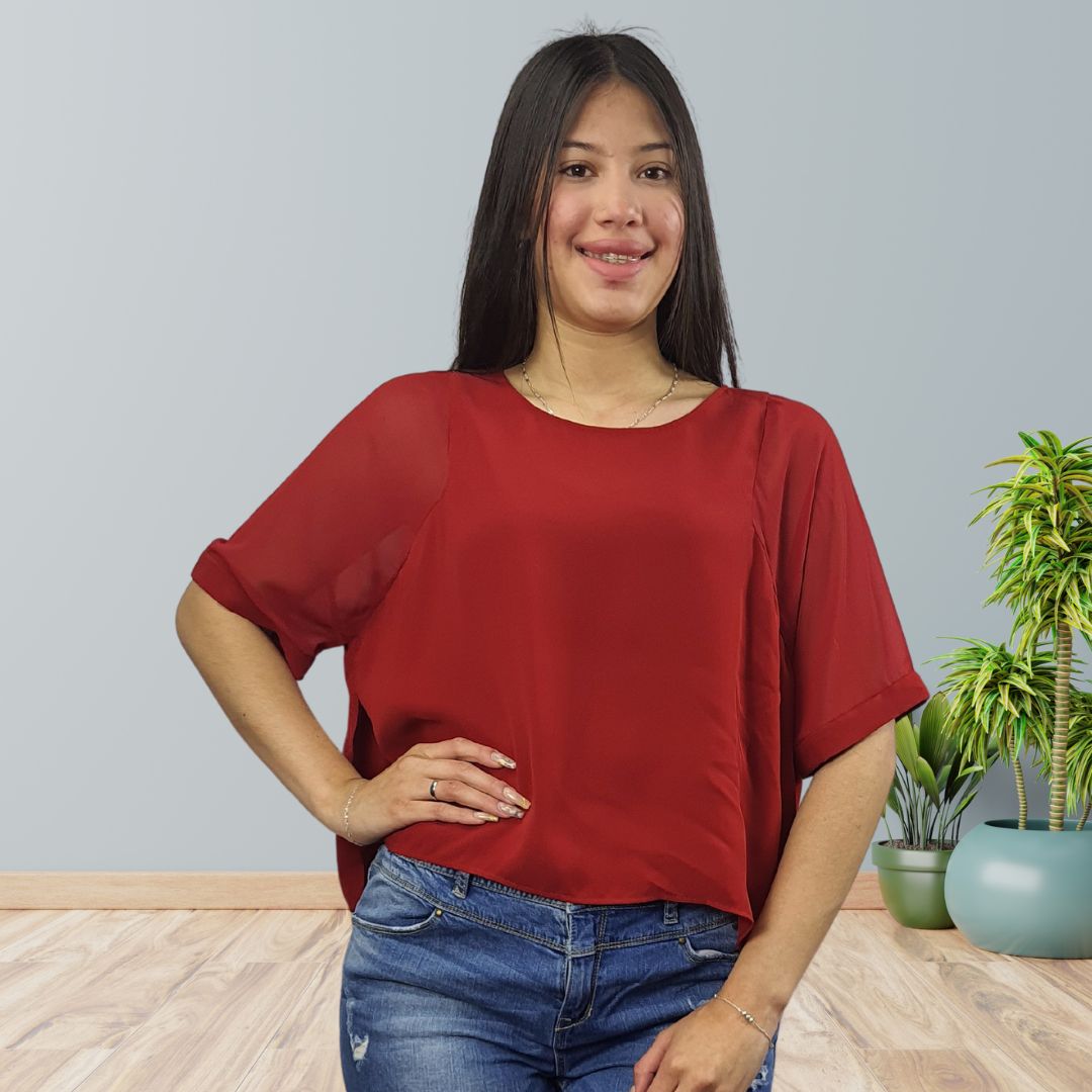 Blusa Vero Moda Burdeo Style ERICA 1/2 WOVEN TOP(VMC-HH)