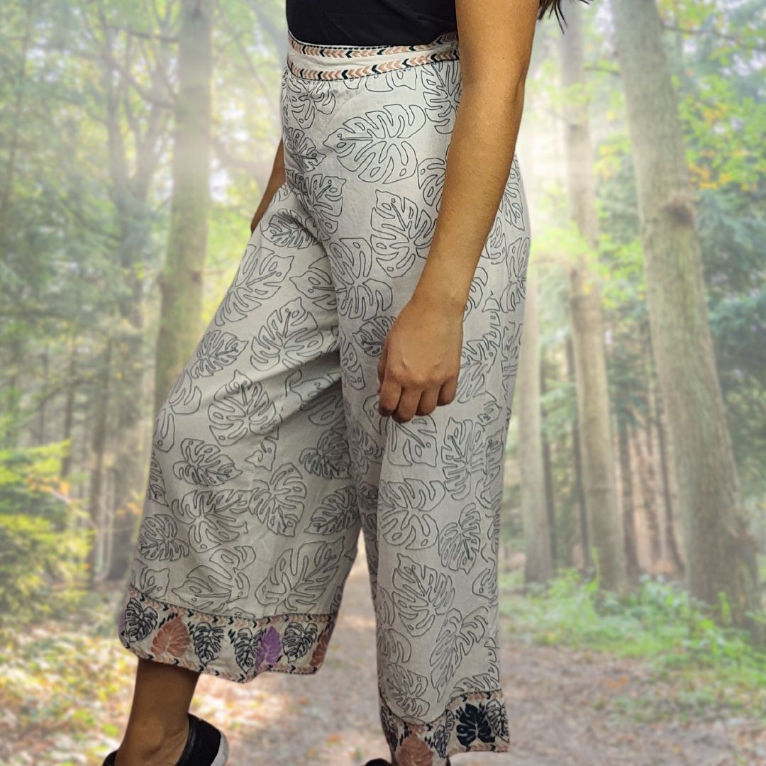 Pantalon Rapsodia Leaves Blanco