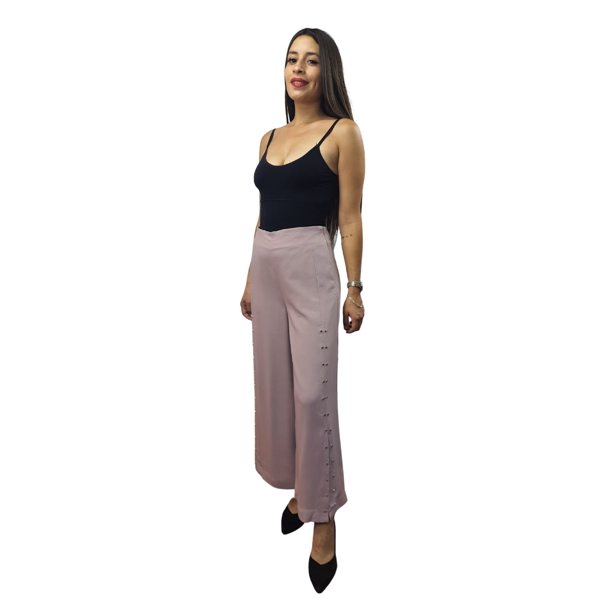 Pantalon Vero Moda Rosa Vieja Style CHOICE RIVET 9/10 WIDE PANTS(NR)-OR