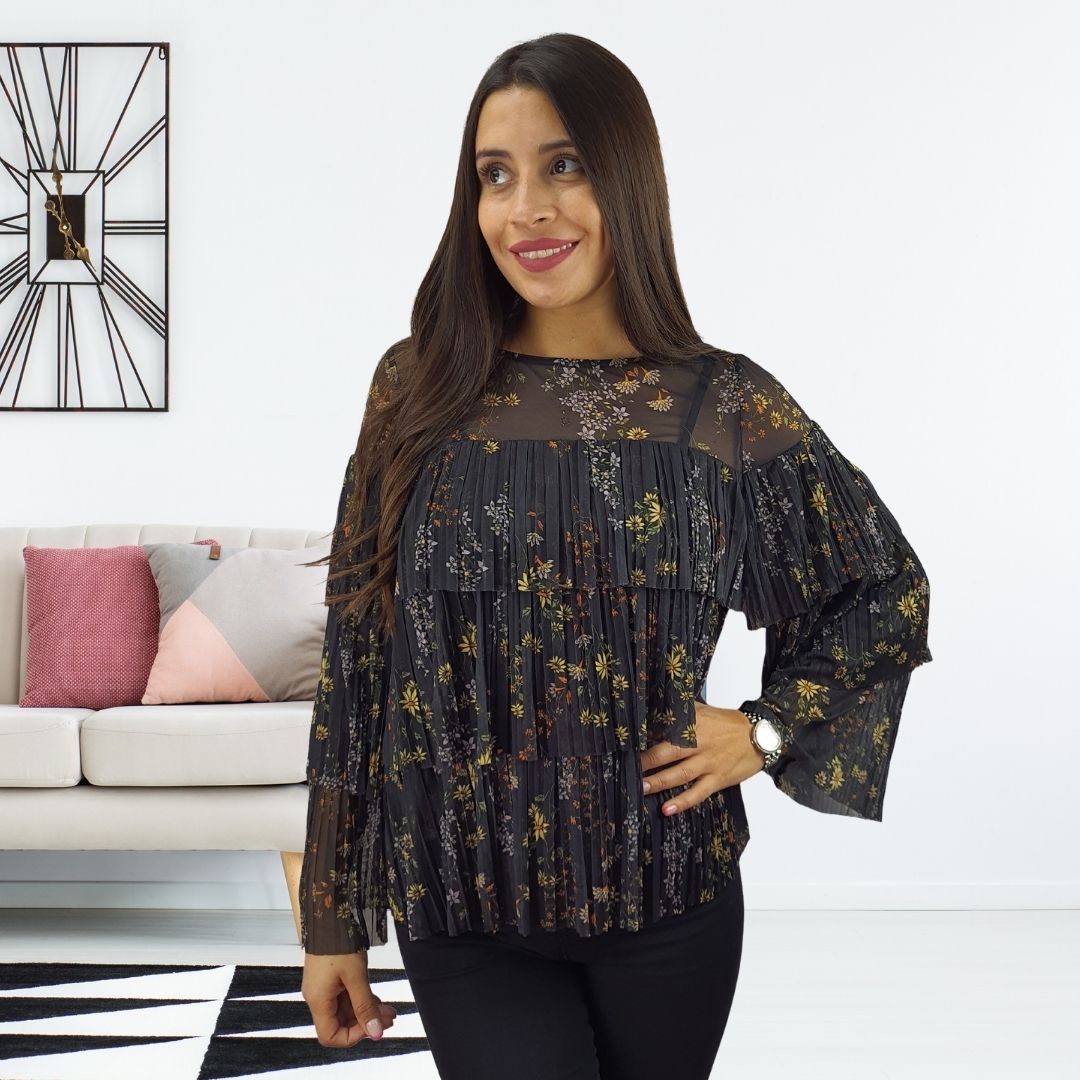 Blusa Vero Moda Negro Style MANUELA L/S TOP(BJ)