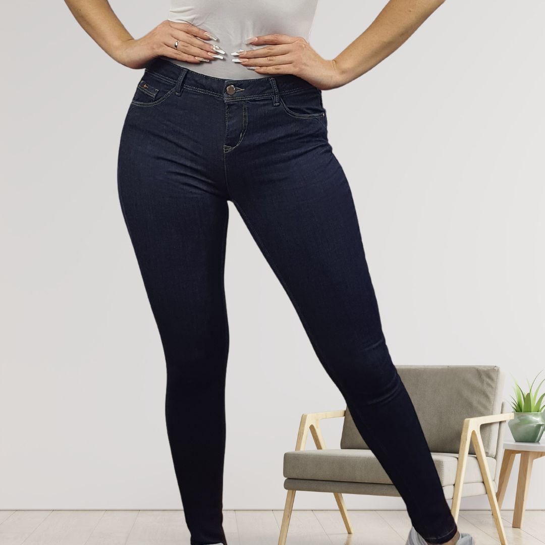 Jeans Vero Moda Azul Oscuro Style TONE MID WAIST X-SLIM JEANS(BN)