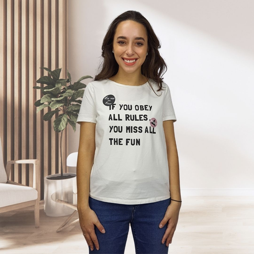 Polera Vero moda Blanco Style HOGO S/S TOP(TP)