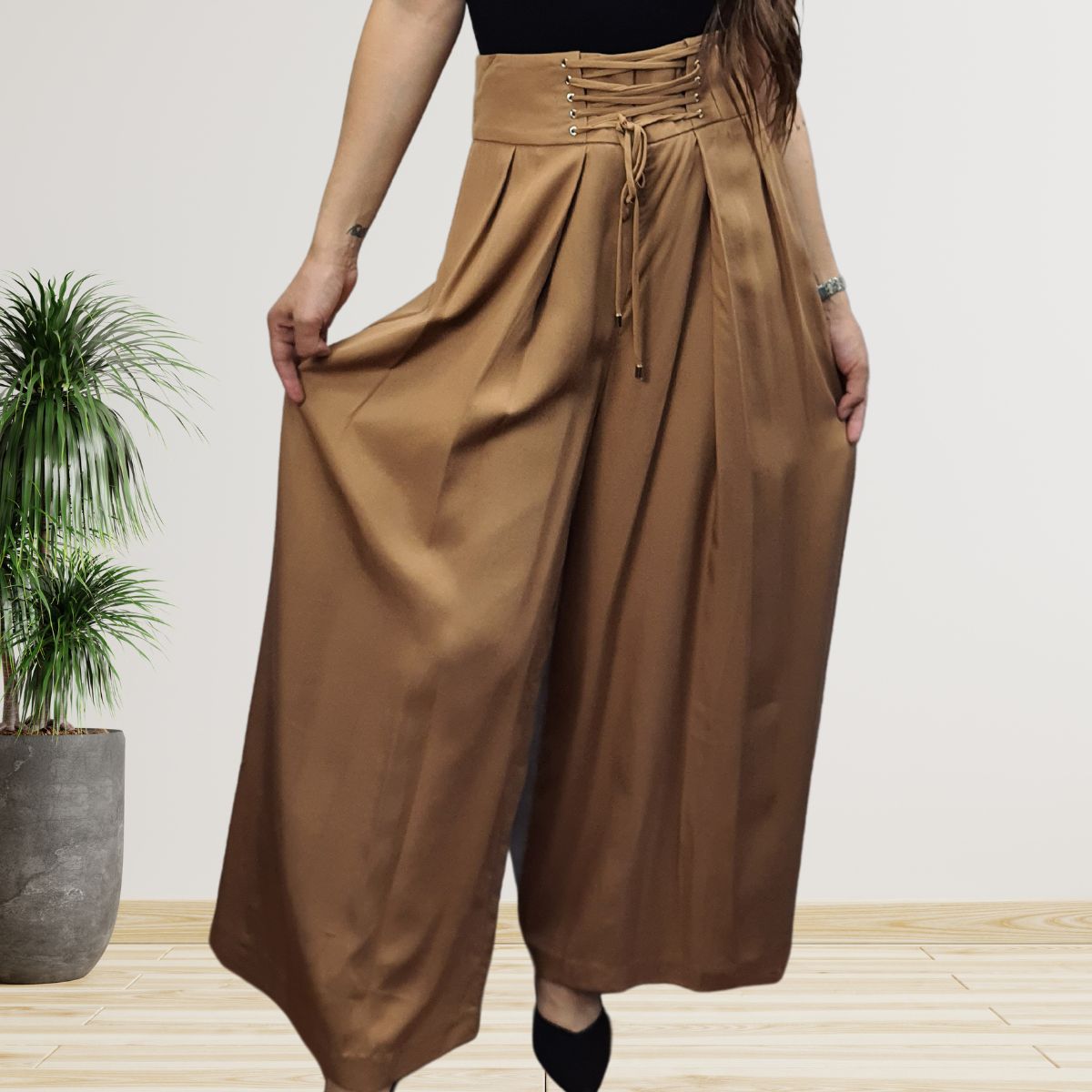 Pantalon Vero Moda Marron Claro Style ARIA SOFT 9/10 LOOSE PANTS(VMC-NC)