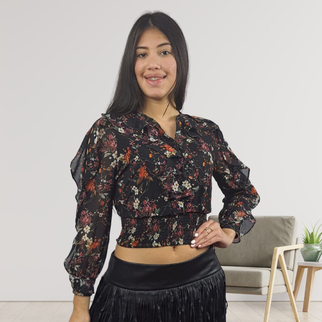 Blusa Vero Moda Negro Style ALEDO L/S WOVEN TOP(VMC-NN)