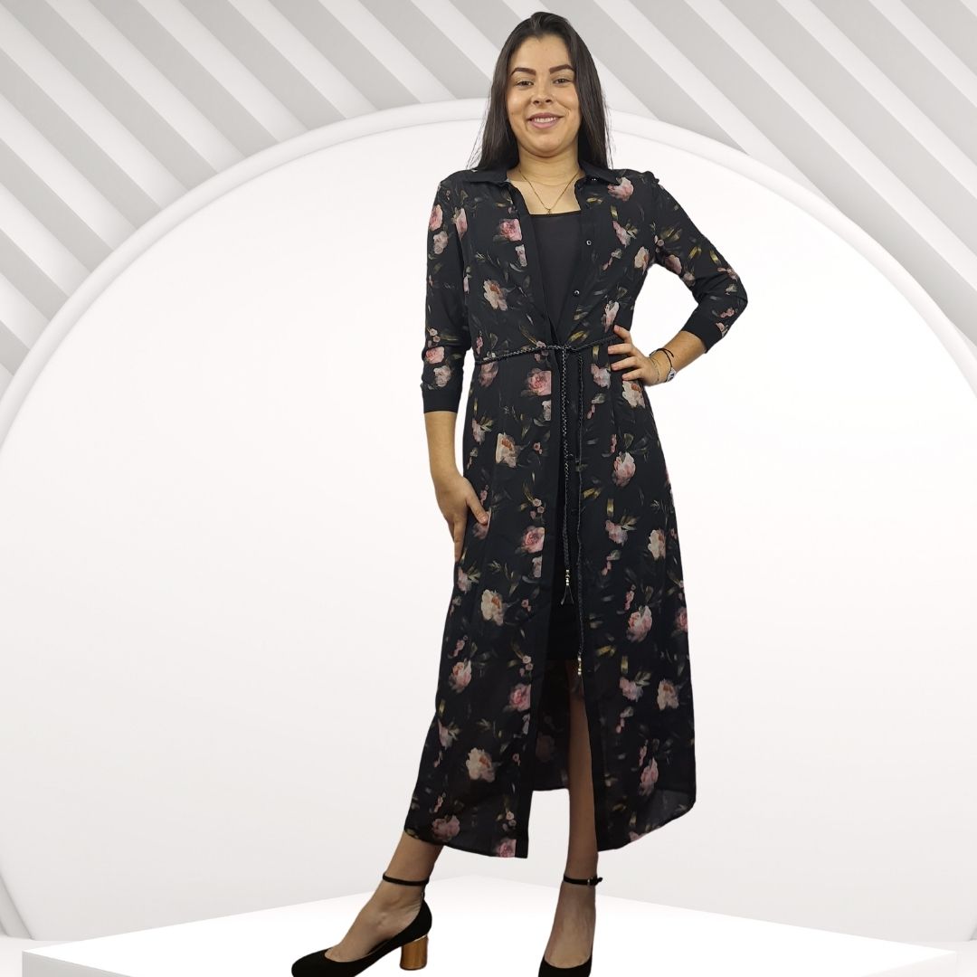 Vestido Vero Moda Negro Style SUZY 3/4 LONG SHIRT SET(RN)