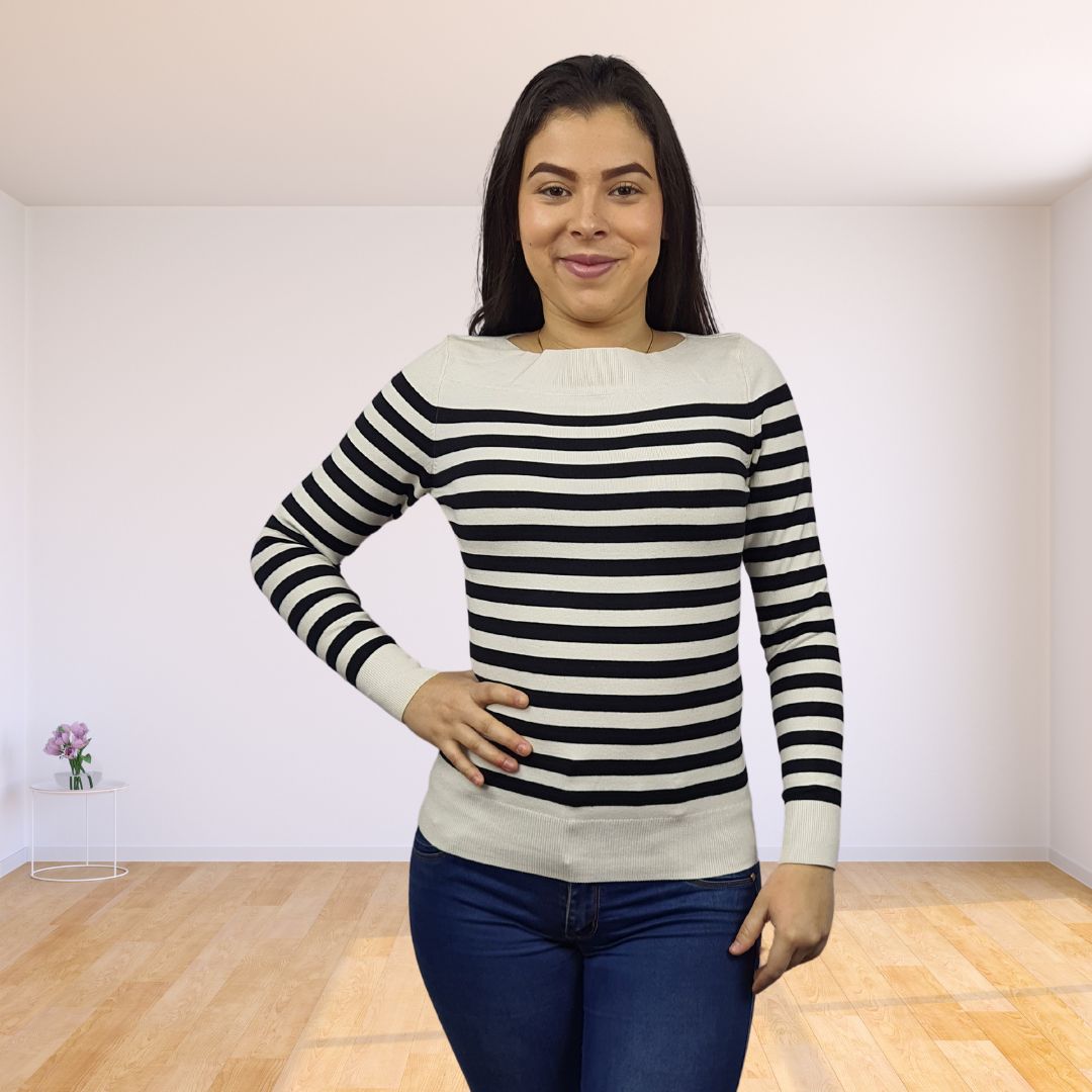 Blusa Vero Moda Blanco Style CHERRY L/S KNIT(UM)