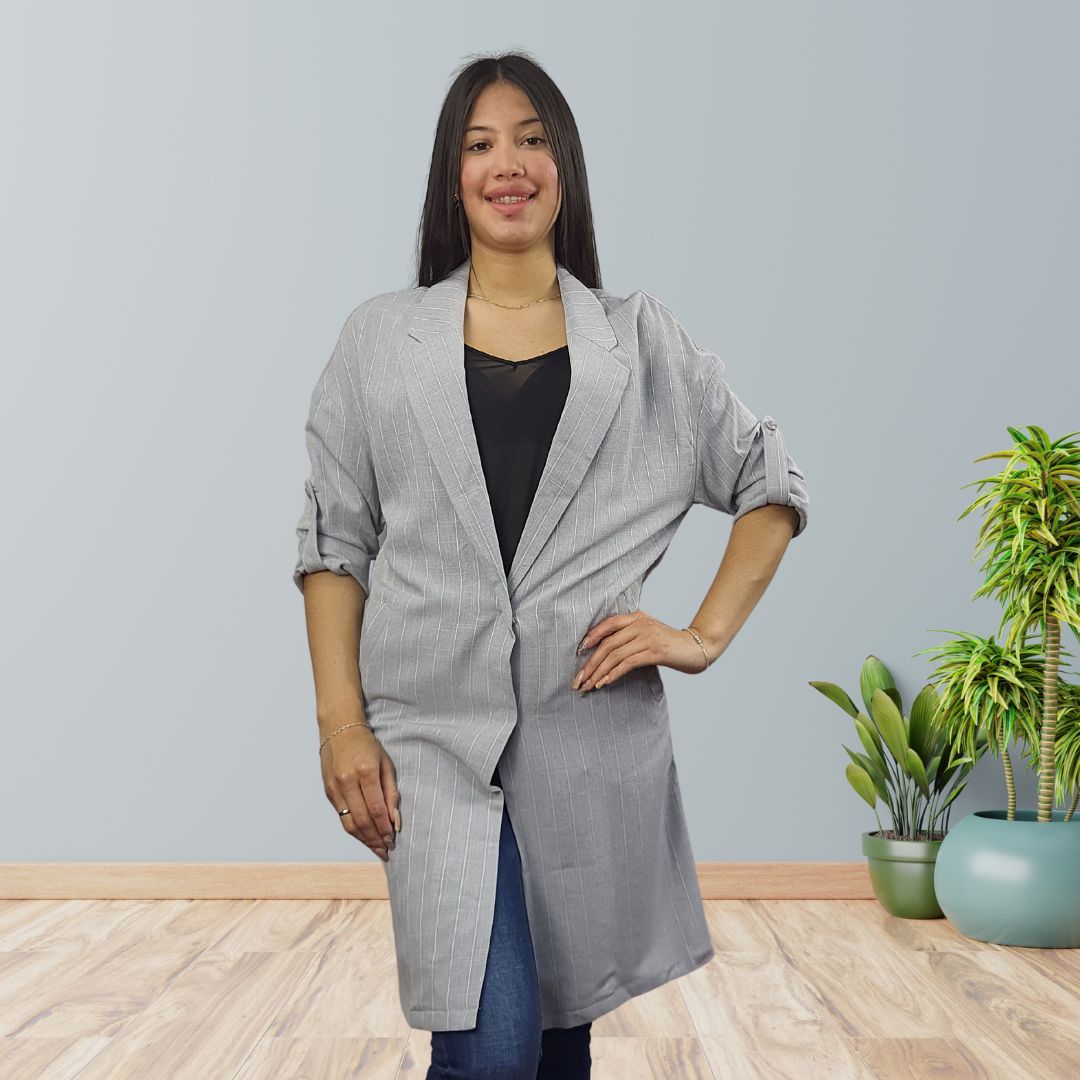 Blazer Vero Moda Gris Claro Style ROSE 3/4 BLAZER(VMC-PM-ET-3)