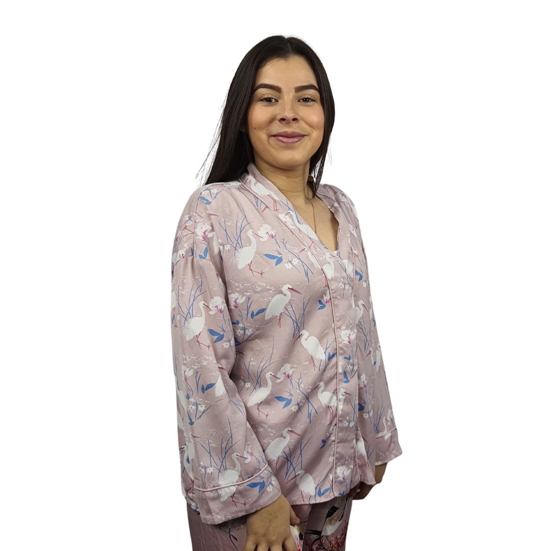 Camisa de Pijama Vero Moda Rosa Vieja Style CALPE L/S SHIRT(HOMEWEAR)
