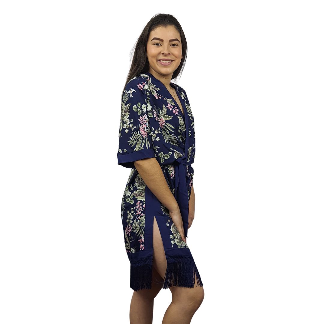 Bata de Pijama Vero Moda Azul Oscuro Style JULIE 1/2 ROBE(HOMEWEAR)