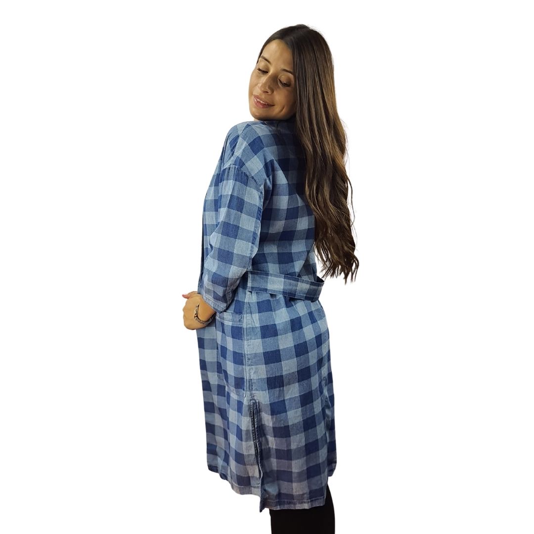 Blazer Vero Moda Azul Style TARTAN LONG DENIM BLAZER(EL)