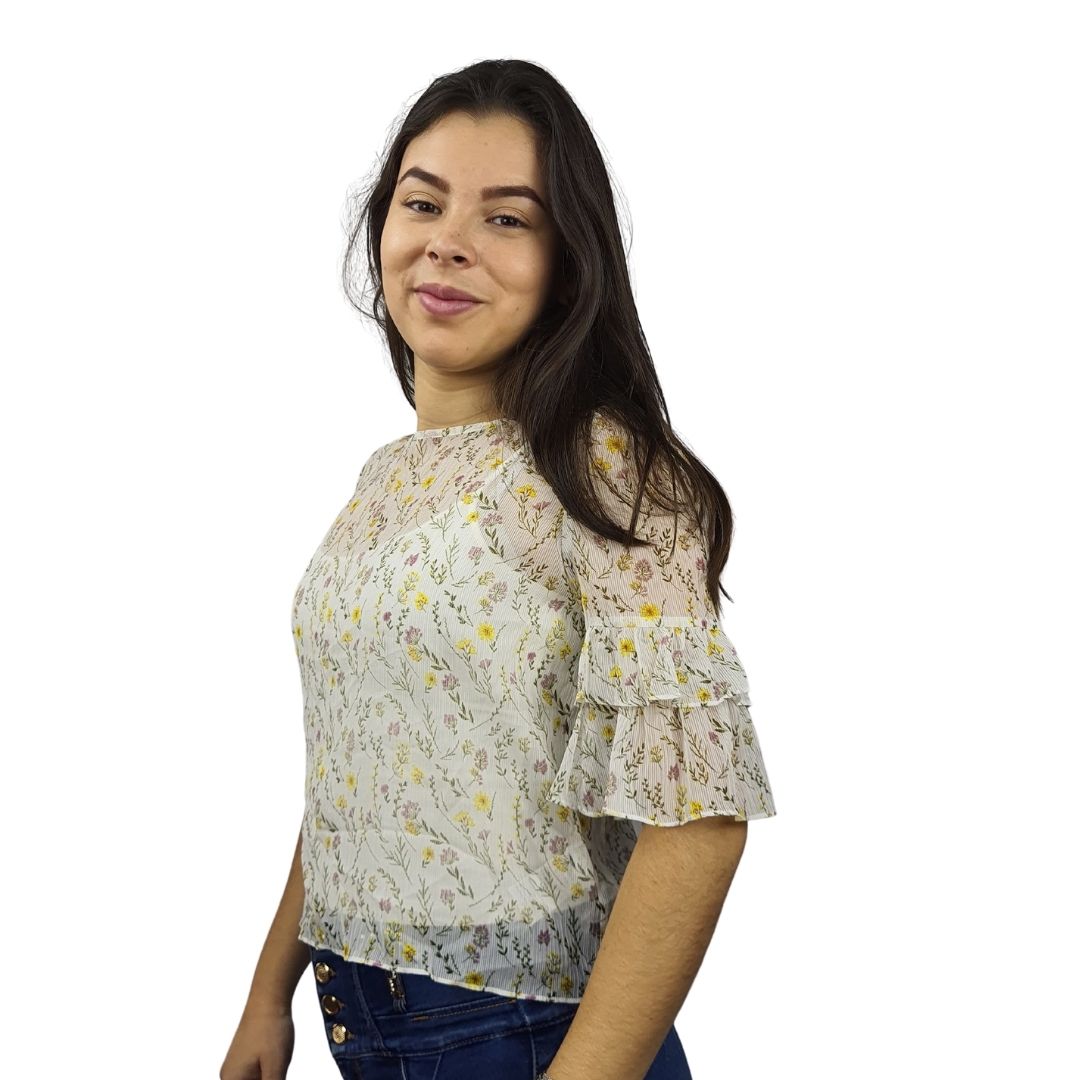 Blusa Vero Moda Blanco Style WILD FLOWERS 1/2 TOP SET(HH)