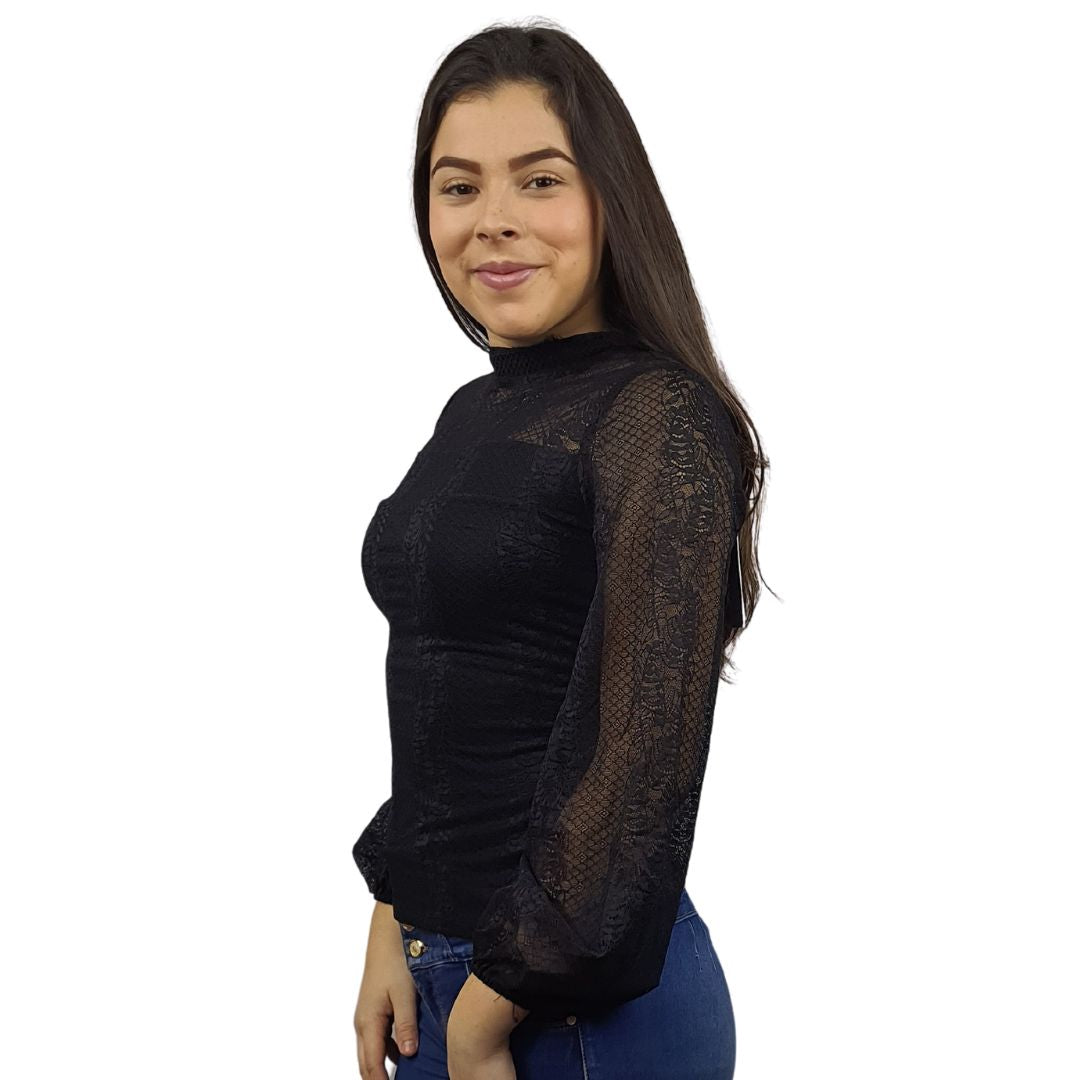 Blusa Vero Moda Negro Style KENT L/S TOP(BT)