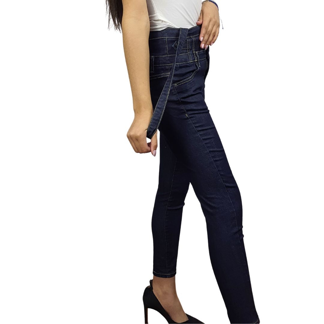 Jardinera Vero Moda Azul Oscuro Style FAITHE 9/10 HIGH WAIST X-SLIM JEANS(PM-C