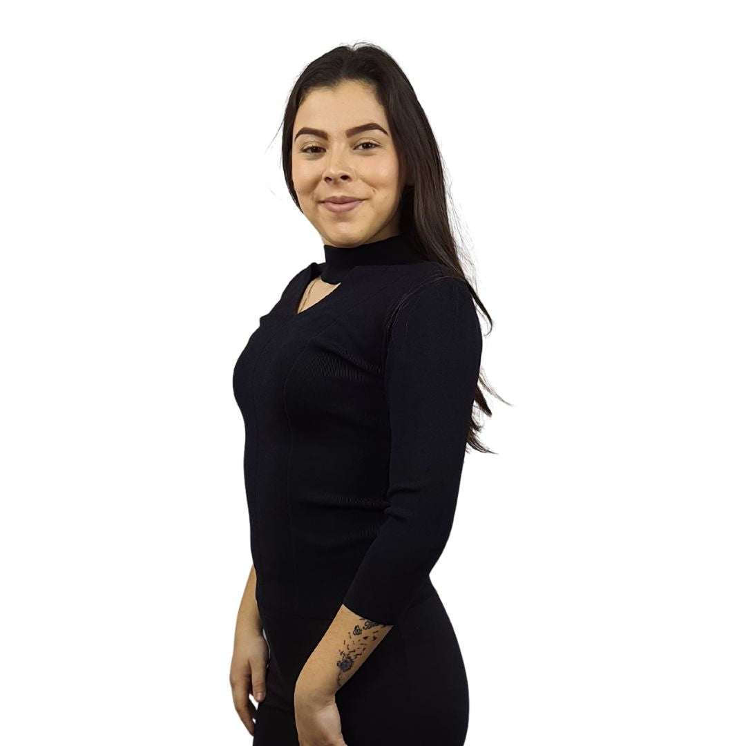 Blusa Vero Moda Negro Style TEAM 3/4 KNIT(VMC-UM)