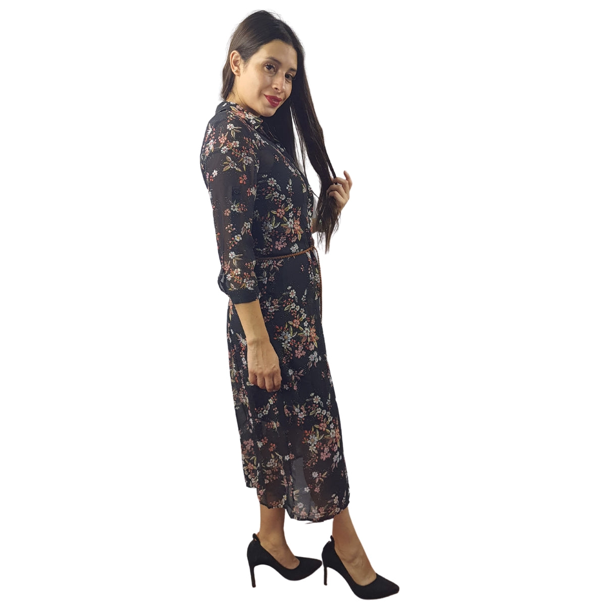 Vestido Vero Moda Negro Style LOGRONO 3/4 LONG SHIRT SET(VMC-NN)