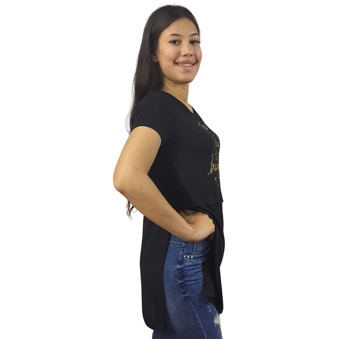 Polera Vero Moda Negro Style NOD H S/S TOP(CR)