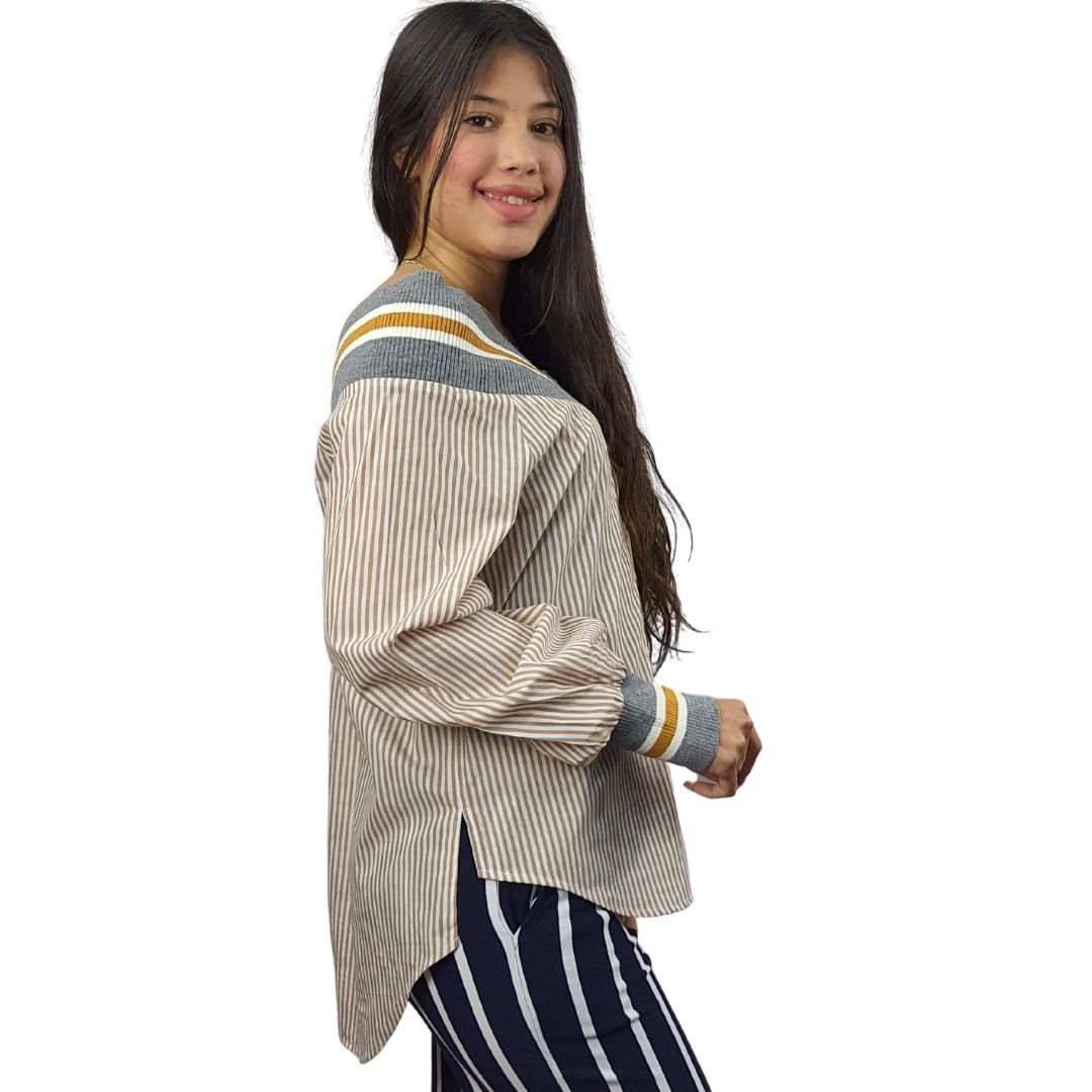 Blusa Vero Moda Marron Claro Style NOZZLE L/S SHIRT(LL)