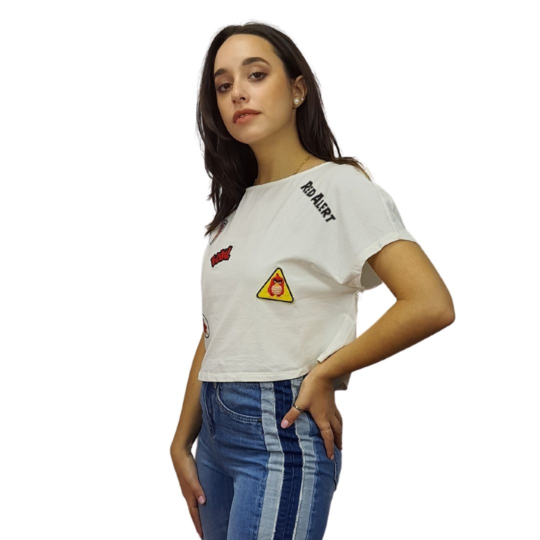 Top Vero Moda Blanco Style EC ANGRY BIRD FLY PATCH S/S TOP(MP)