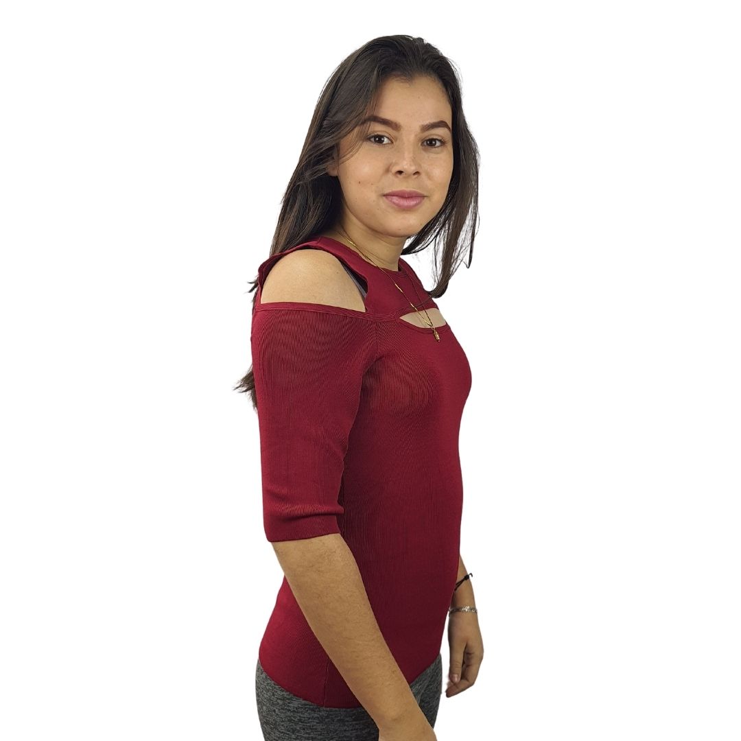 Blusa Vero moda Vinotinto Style DANCER 1/2 KNIT(VMC-NL)