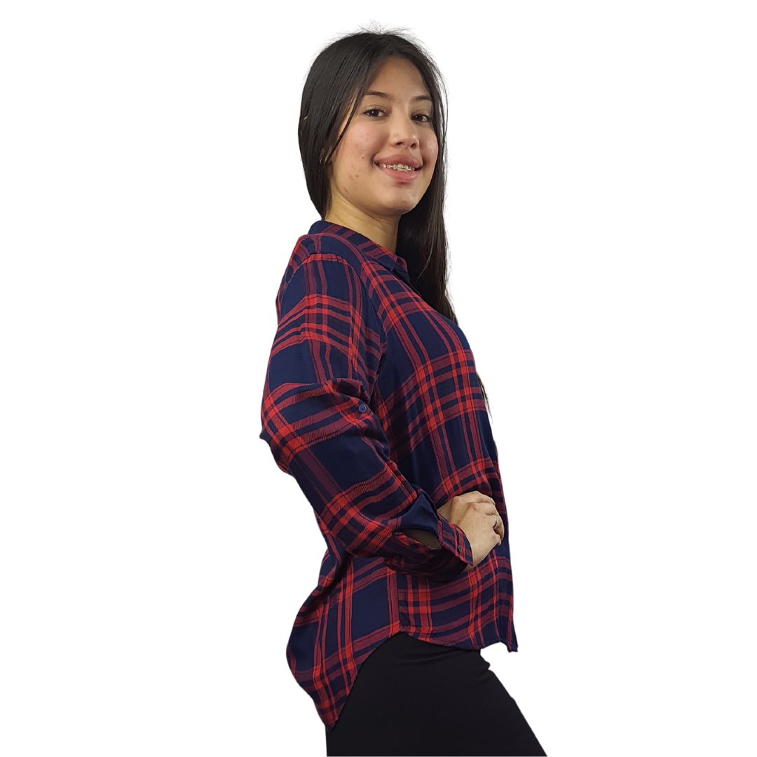 Blusa Vero Moda Azul Style WISTARIA MULTI TARTAN L/S SHIRT(SL)