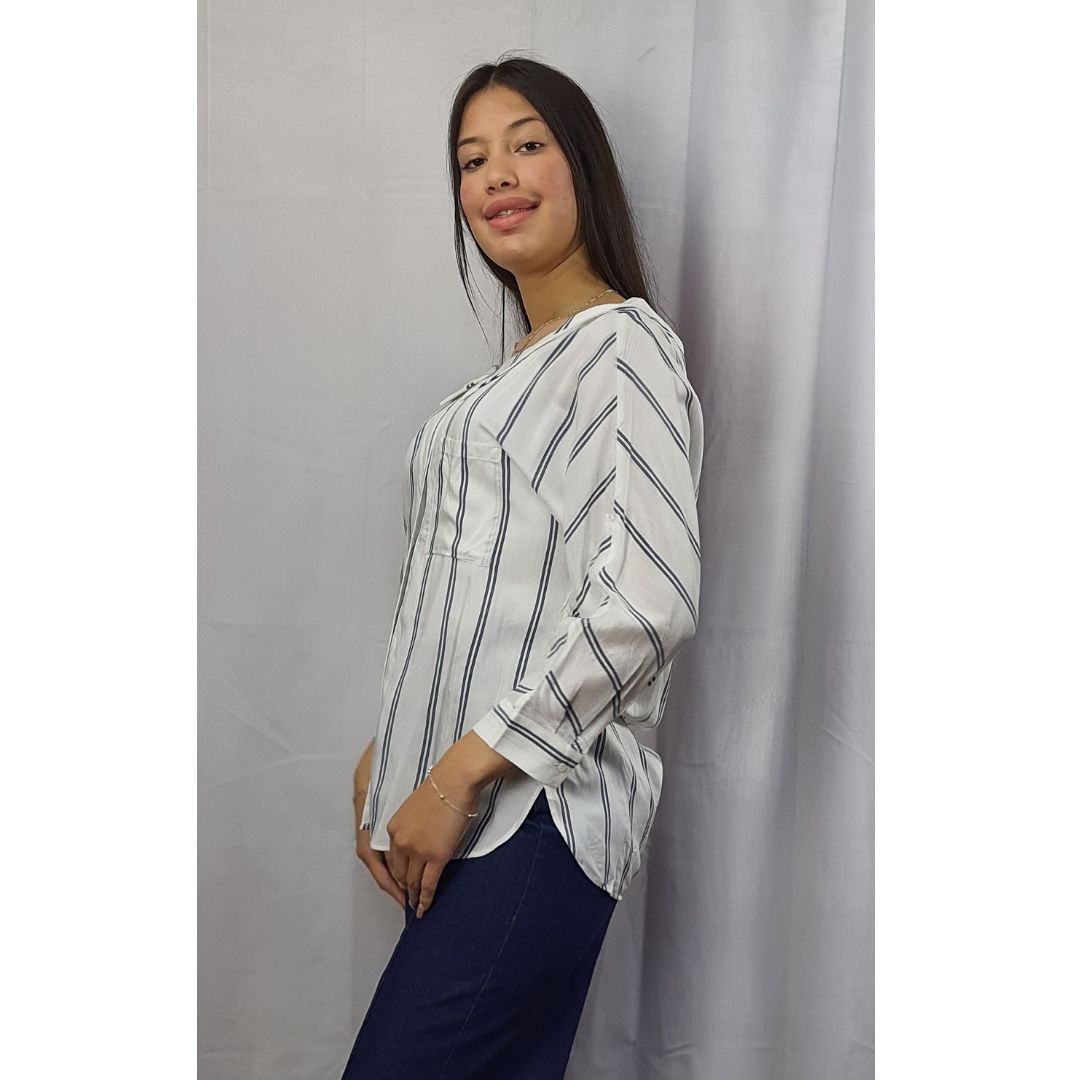 Blusa Vero Moda Blanco Style SLOPE TINA STRIPE 3/4 SHIRT(NC)