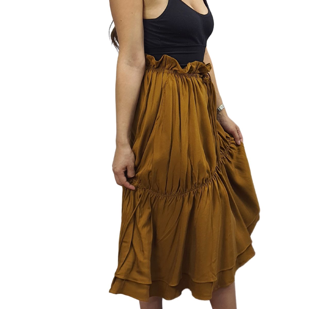 Falda Vero Moda Marron Style JOANNE SOFT MIDI SKIRT(BJ)