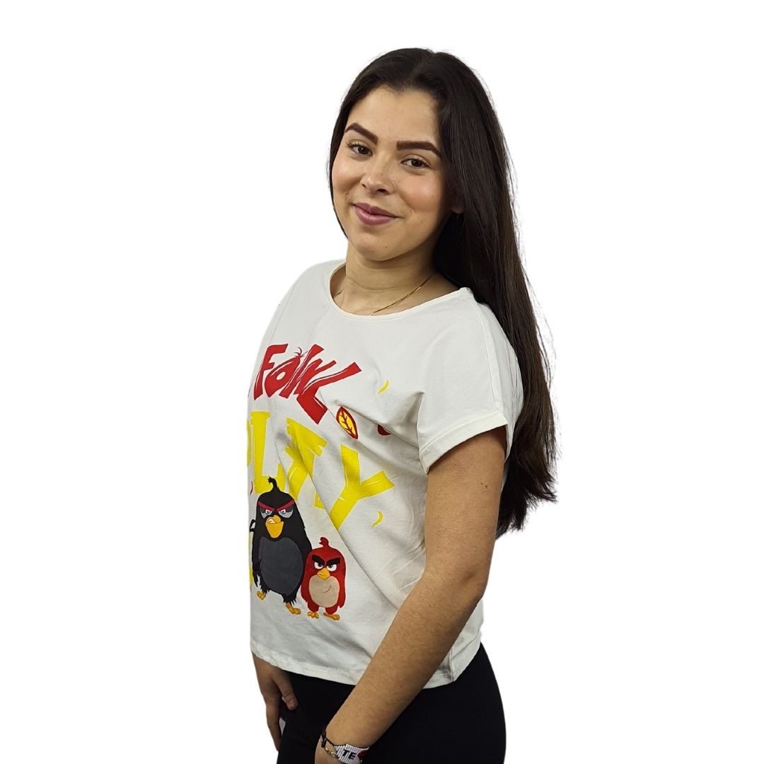Polera Vero Moda Blanco Style EC ANGRY BIRD SUNSHINE S/S TOP(MP)