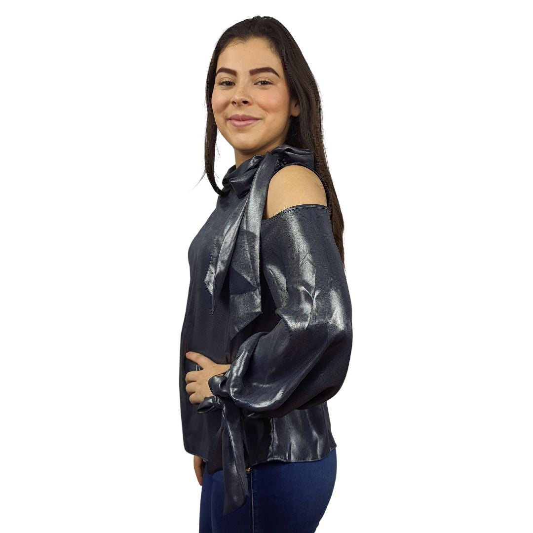 Blusa Vero Moda Gris Style SHINING L/S WOVEN TOP(VMC-LL)