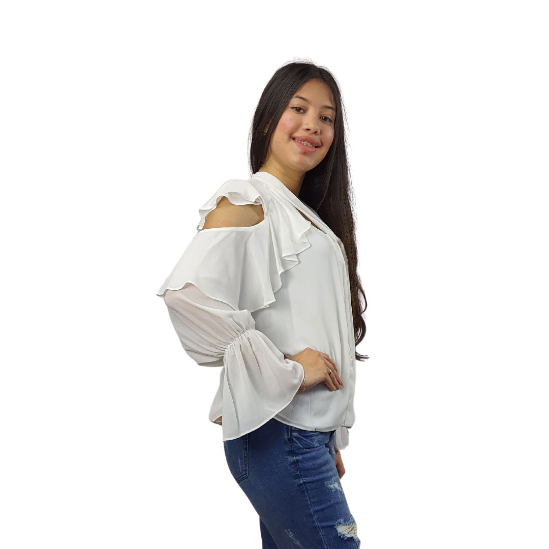 Blusa Vero Moda Blanco Style RUG 3/4 SHIRT(VMC-BJ)
