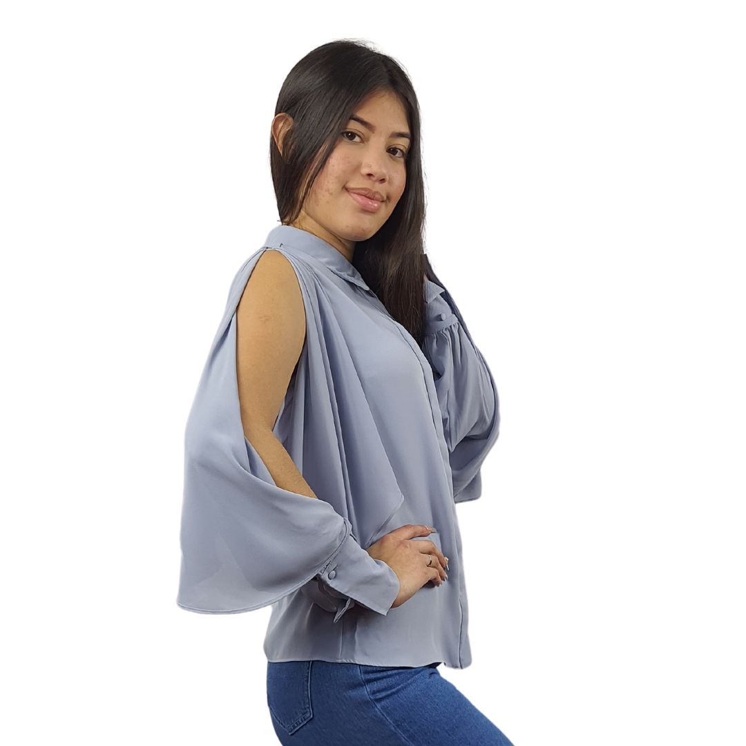 Blusa Vero Moda Azul Claro Style WINDY L/S SHIRT(VMC-PF)