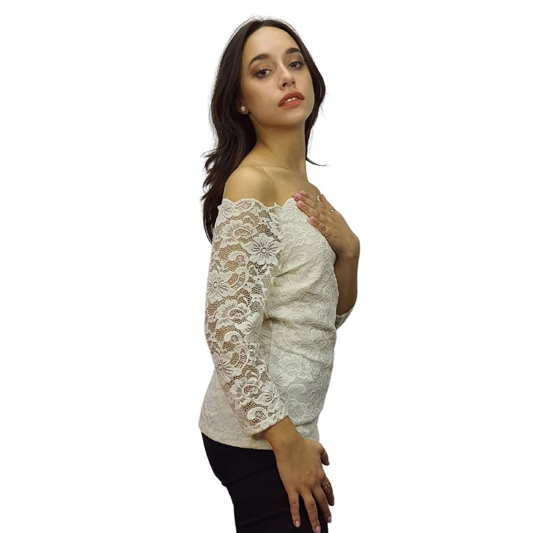 Blusa Vero Moda Beige Style RETAIL NICOLA 3/4 JERSEY TOP(BN)