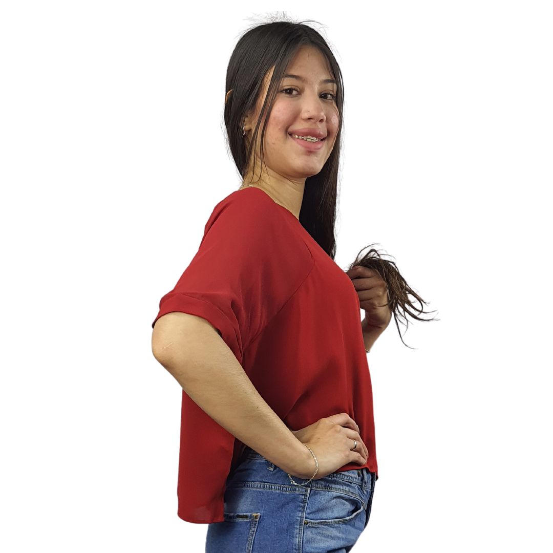 Blusa Vero Moda Burdeo Style ERICA 1/2 WOVEN TOP(VMC-HH)