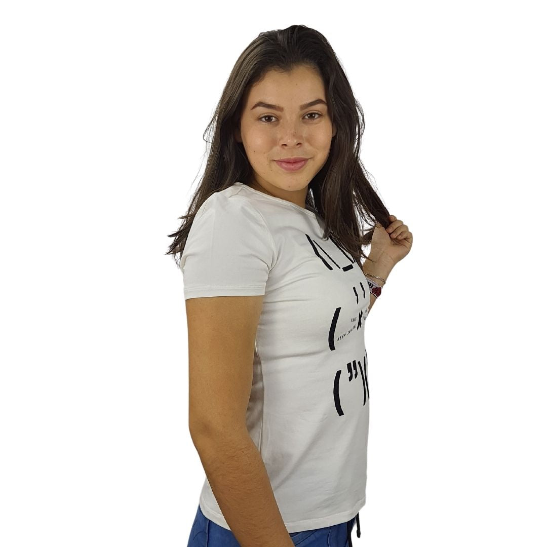 Polera Vero moda Blanco Style SMILE S/S TOP(MM)-OR