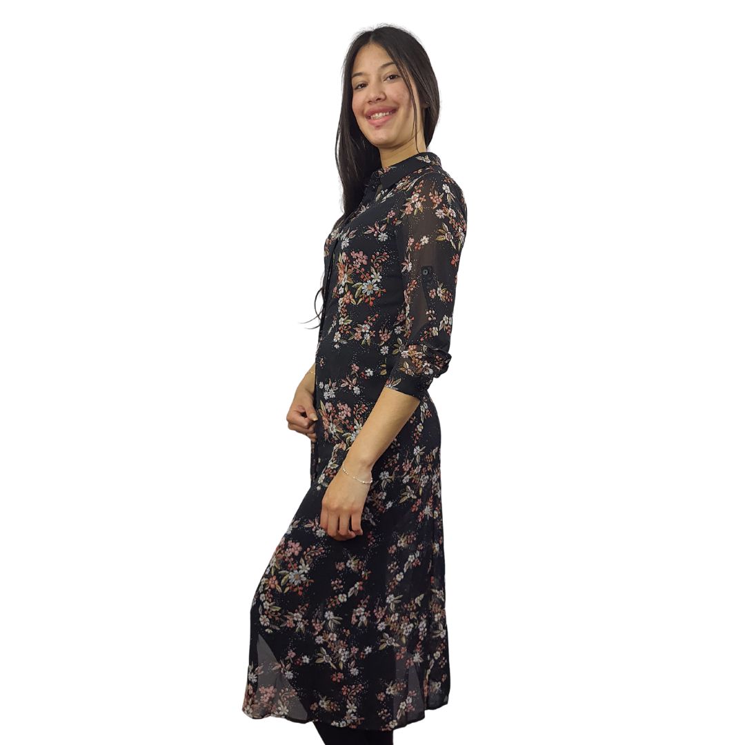 Tapado Vero Moda Negro Style LOGRONO 3/4 LONG SHIRT SET(VMC-NR)