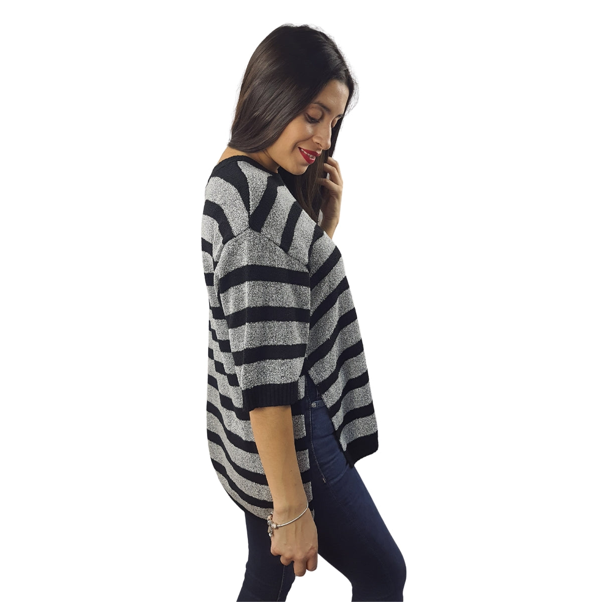 Sweater Vero Moda Gris Style BELLE 3/4 KNIT(NL)