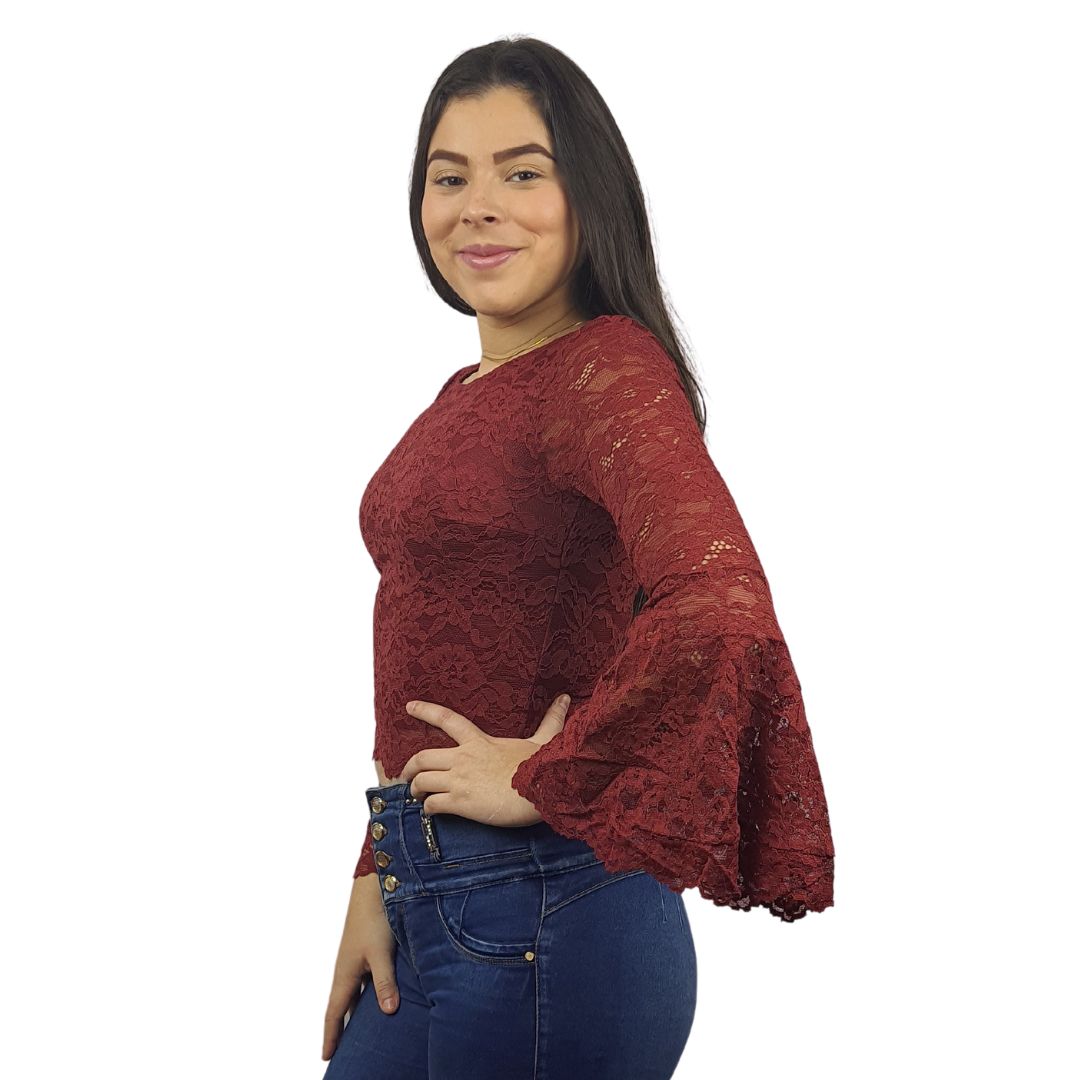 Blusa Vero Moda Burdeo Style KAMA L/S TOP(BT)