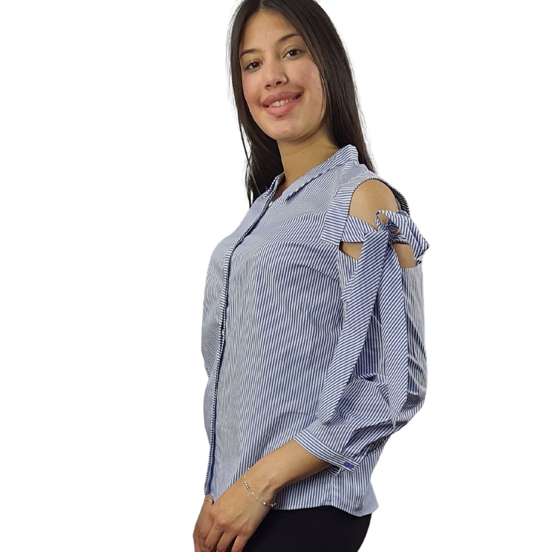 Blusa Vero Moda Azul Style BOW 3/4 SHIRT(NC)