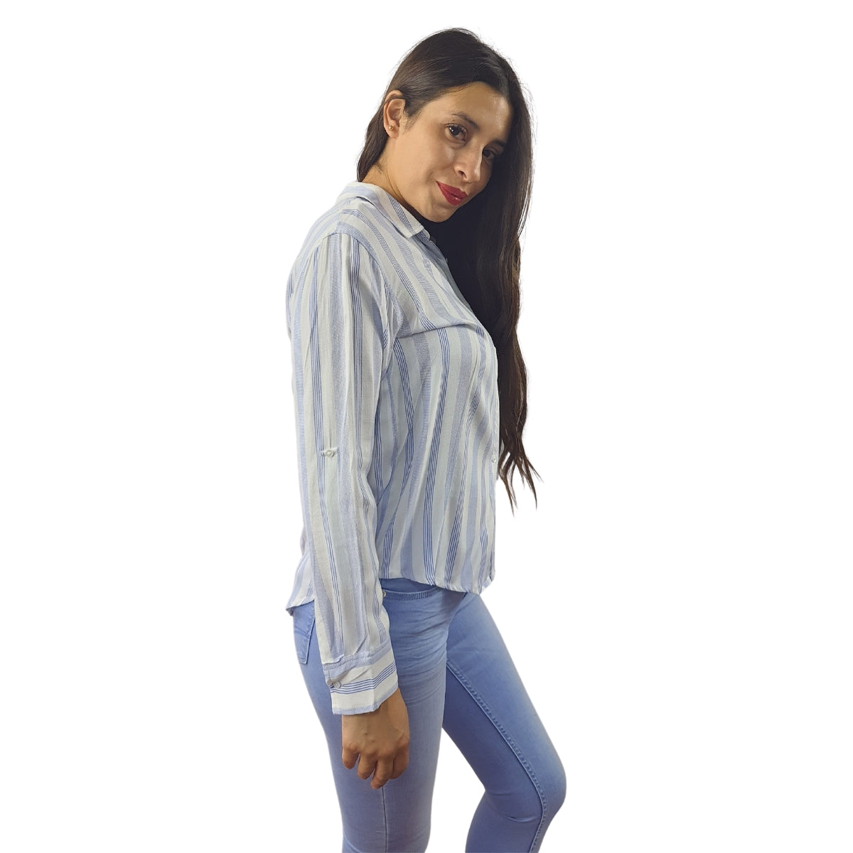 Blusa Vero Moda Azul Claro Style WISTARIA MULTI STRIPE L/S SHIRT(SL)