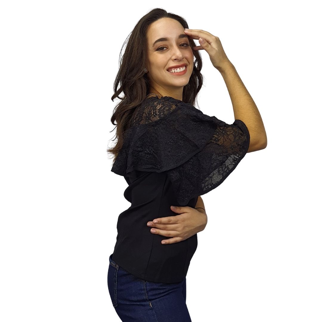 Blusa Vero Moda Negro Style DODGE 1/2 JERSEY TOP(VMC-HH)