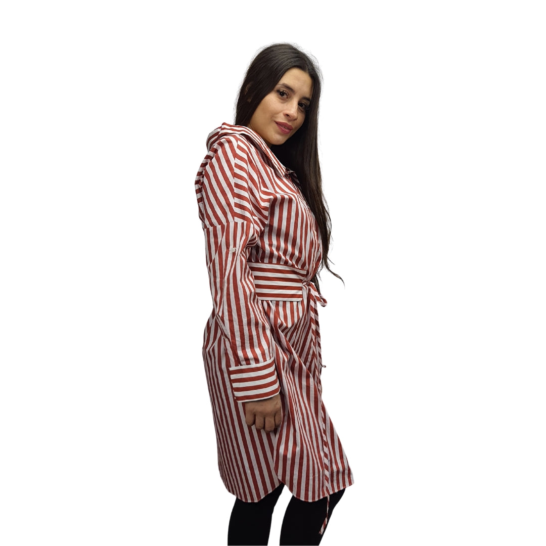 Vestido Vero Moda Rojo Style RITA L/S SHIRT DRESS(SL)