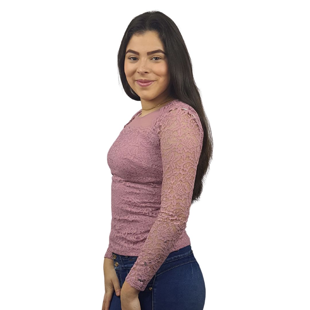 Blusa Vero Moda Rosa Vieja Style LAUR L/S TOP(BT)