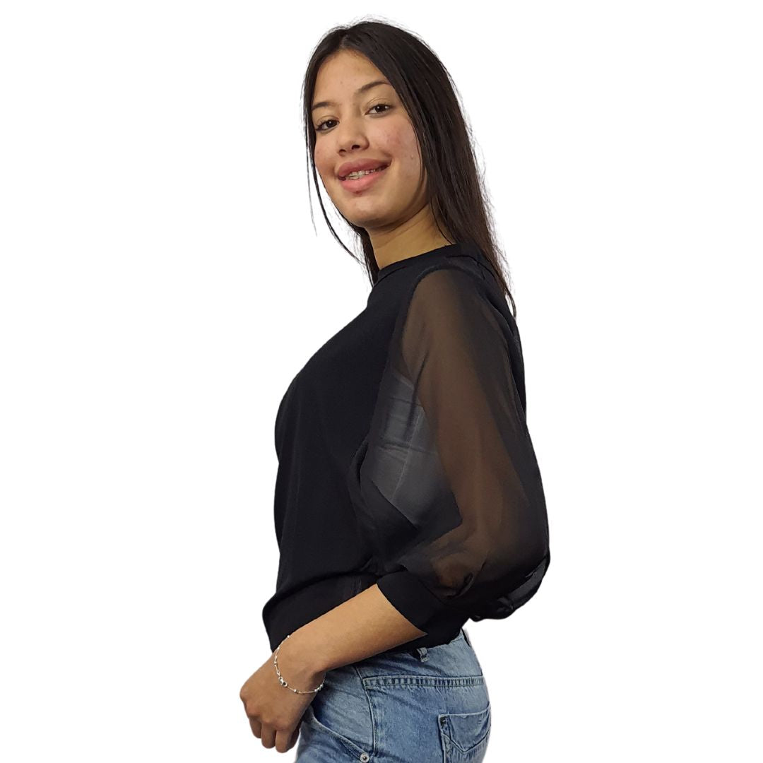 Blusa Vero Moda Negro Style NAOMI 3/4 JERSEY TOP(VMC-TP)