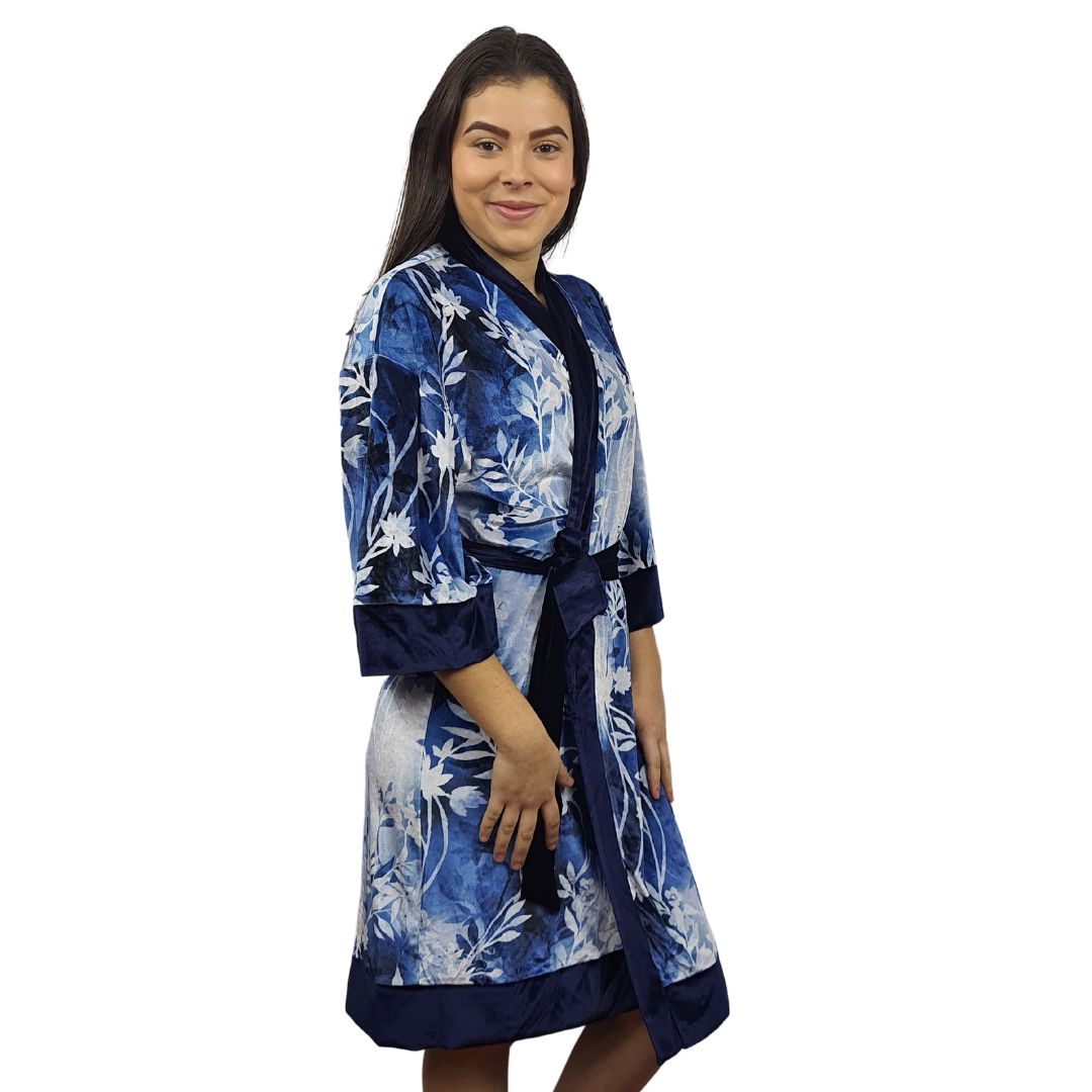 Bata de Pijama Vero Moda Azul Style KIMO 3/4 ROBE(HOMEWEAR)