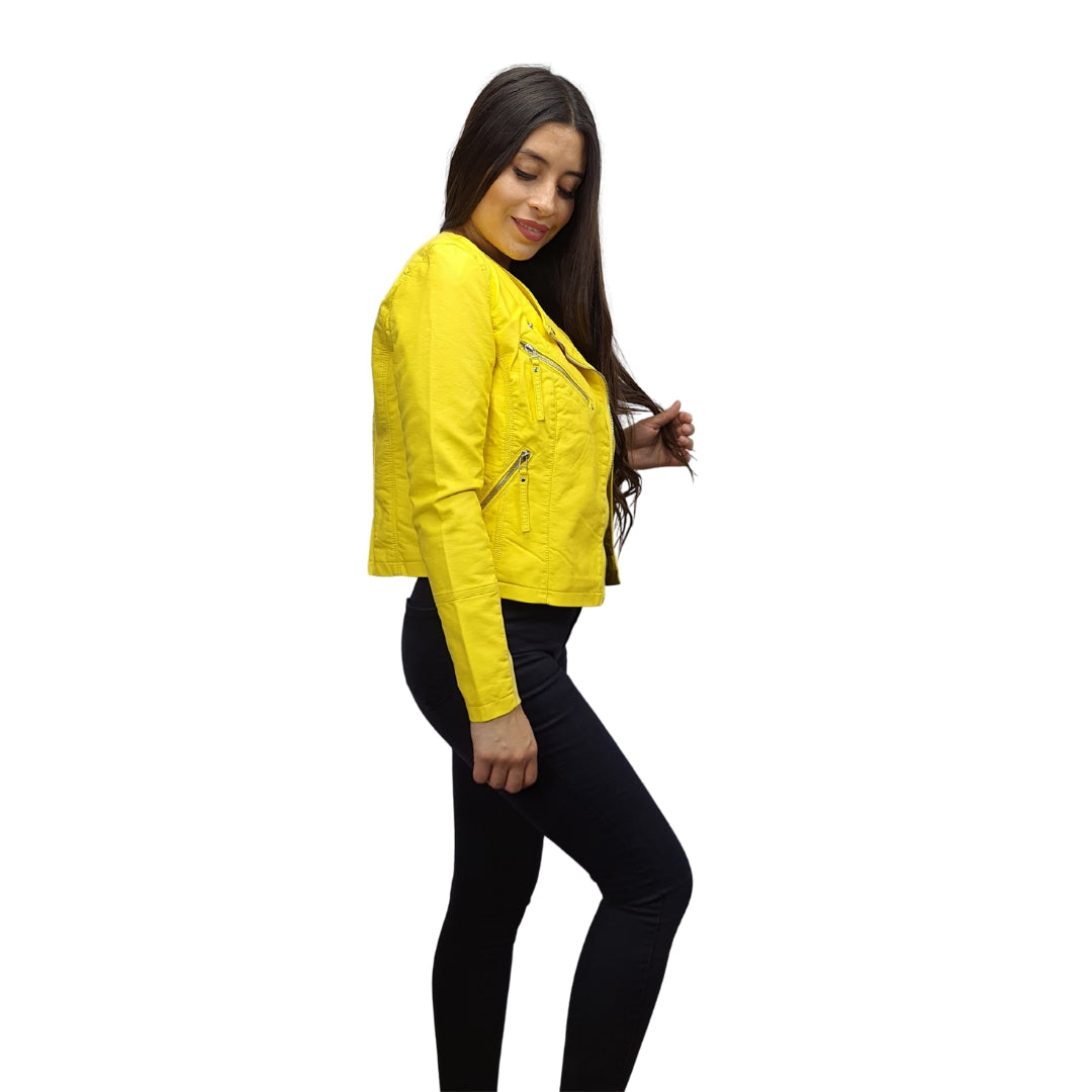 Chaqueta de Cuero Vmria Fav Short Faux Amarillo