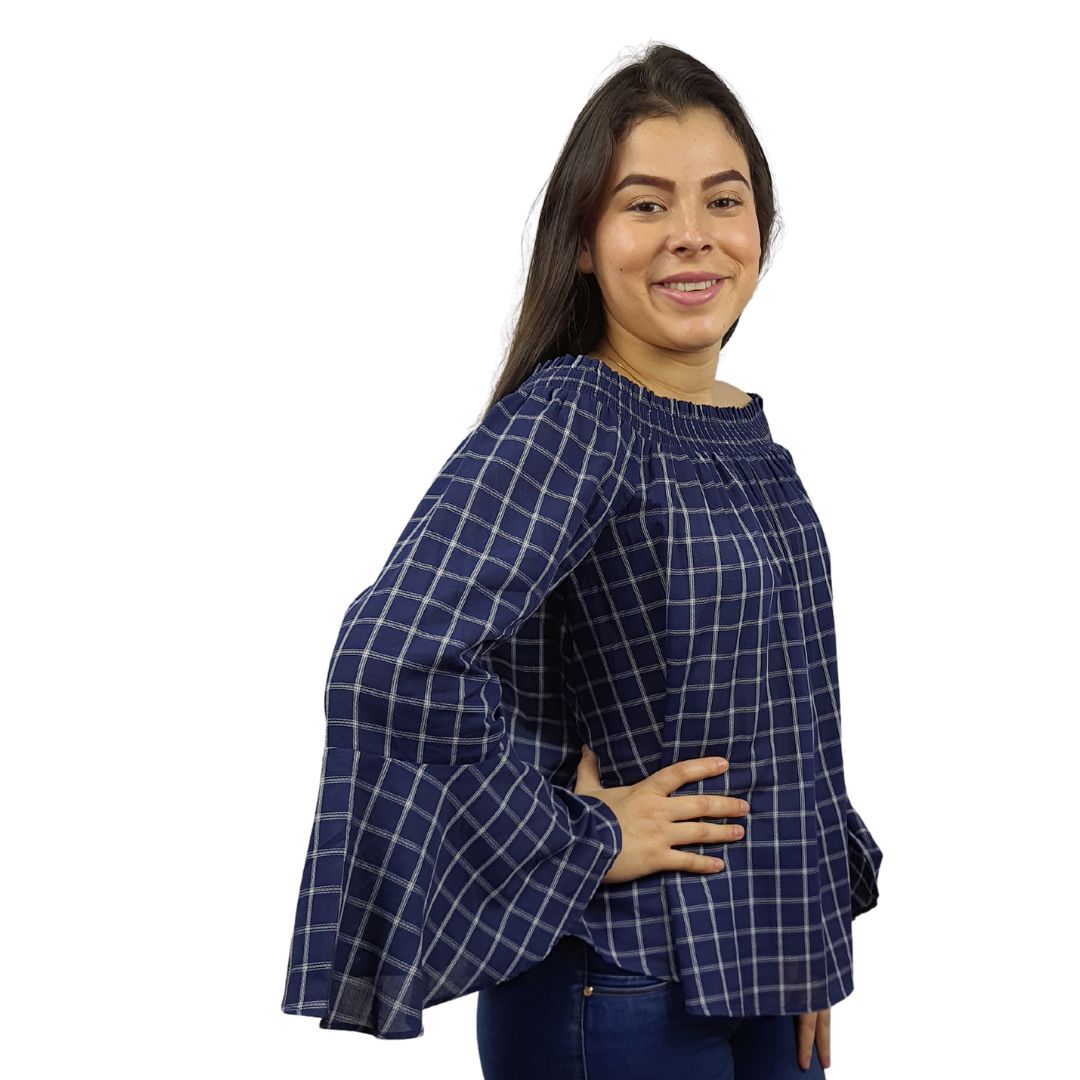 Blusa Vero Moda Azul Style CLARET L/S TOP(SL)