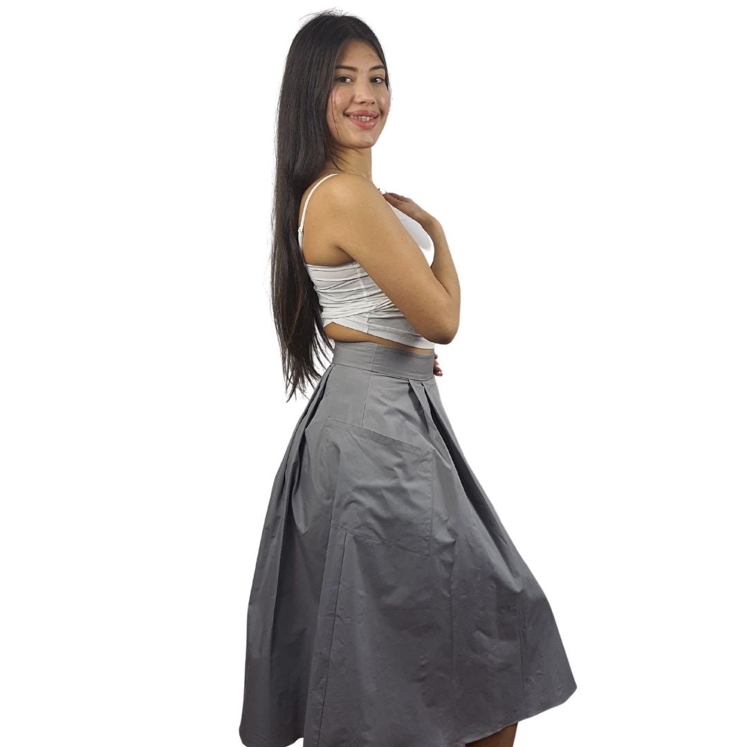 Falda Vero Moda Gris Claro Style DANA MIDI SKIRT(MM)