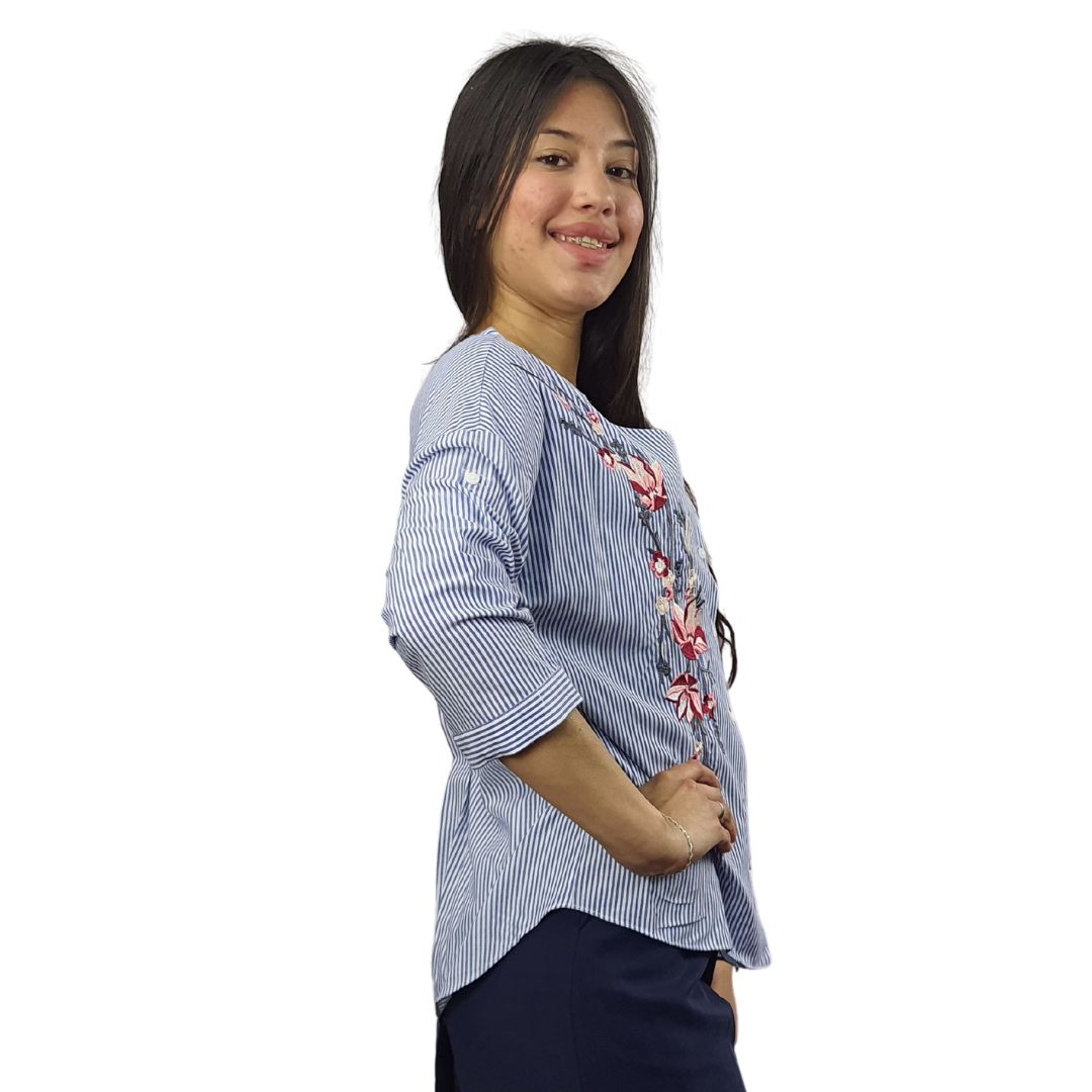 Blusa Vero Moda Azul Style JUDY STRIPE 3/4 SHIRT(NN)