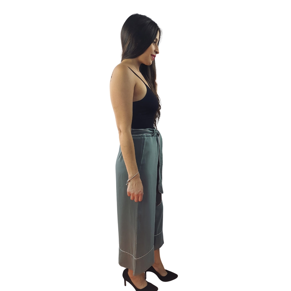 Pantalon Vero Moda Verde Claro Style CAMILLE 7/8 WIDE PANTS(TP)